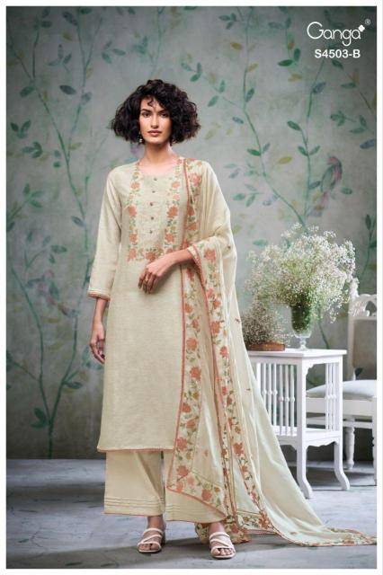 Ganga fivya 4503 dress material wholesalers for boutiques